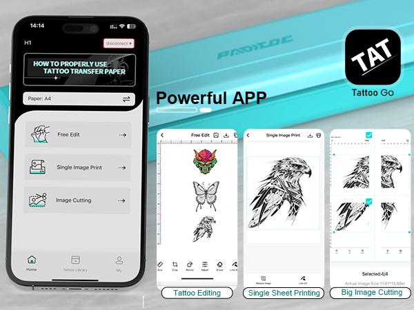 PADIEOE Tattoo Stencil Printer - Wireless Bluetooth with 2000mAh Battery Portable Thermal Copier Machine Compatible with Smartphones & PC Cordless