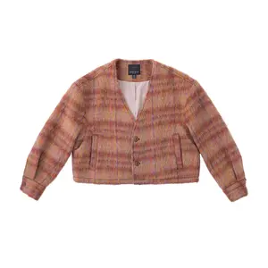 FRIED RICE Sunset Cropped Jacket – Brushed Wool Multicolor Plaid