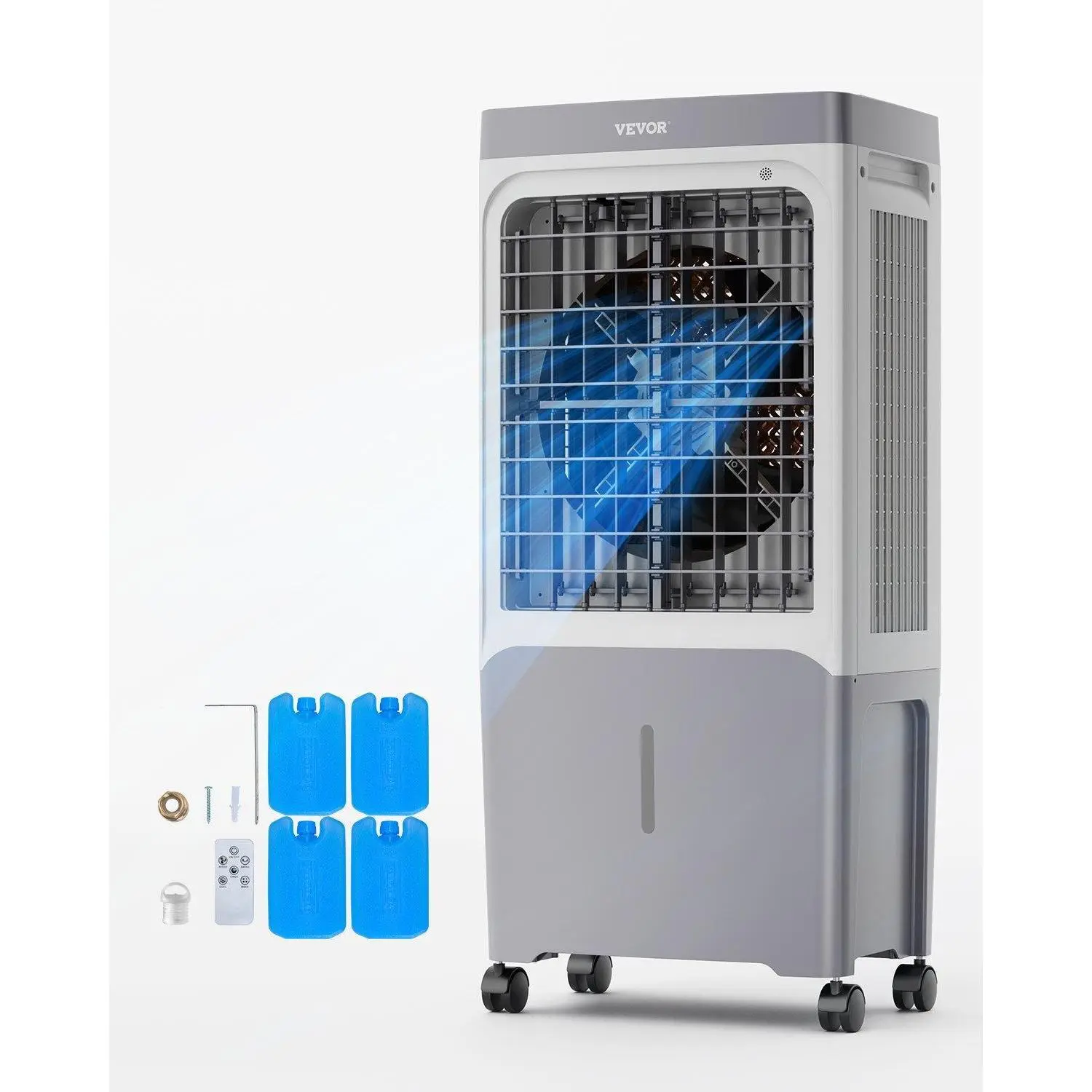【summerfinds】VEVOR Evaporative Air Cooler, portable swamp cooler for garage, 3100 CFM with 9 Gallon Water Tank, Remote Control, 12H Timer & 4 Ice Boxes - 3-Speed Quiet Cooling Fan for Garage, Patio, Outdoor