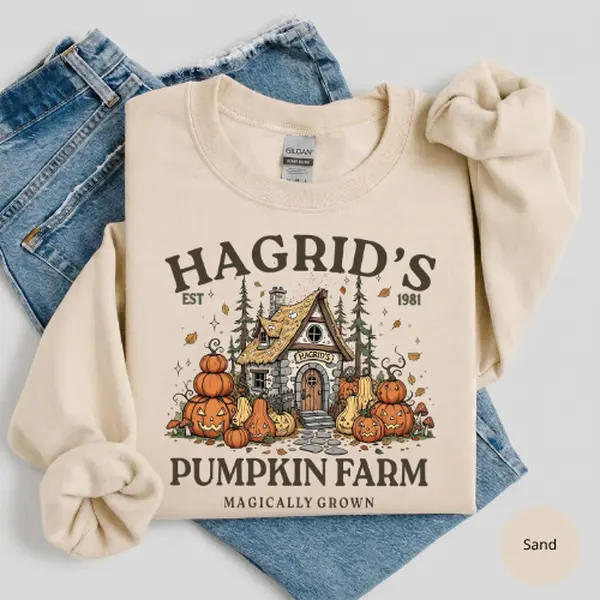 Vintage Hagrid's Pumpkin Patch Gildan Sweatshirt or T-Shirt, Cozy Fall Farm Pumpkin Graphic Tee, Halloween Thanksgiving Shirt