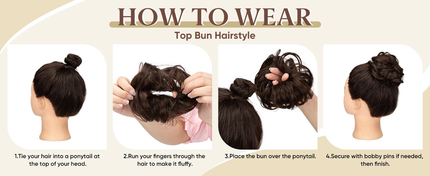 Twicebeauty 2PCS Chignon Donut Bun Hairpiece Synthetic Fiber Hair Buns Extension updo Easy to Wear for Fashionable Women Girls Daily Party Use