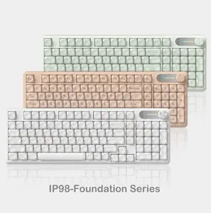 2026 New Upgrade IP98 Keyboard, 98 keys Gradient Side Engraved Wired Cute Keyboard Classic Keyboard with Number Pad,Valentine's Day Gift, Media Knob Custom Mechanical Feel Keyboard, RGB Gaming Keyboard Office Silent Computer