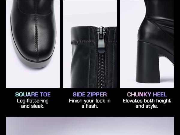 DREAM PAIRS Women's Square Toe Platform High Chunky Block Heel Y2K Ankle Flared Leather Boots Girl Inner Side Zipper for Easy Wear Fall Autumn Winter Classic Comfortable Walking Shoes DREAM PAIRS Women's Square Toe Platform High Chunky Block Heel Y2K Ankle Flared Leather Boots Girl Inner Side Zipper for Easy Wear Fall Autumn Winter Classic Comfortable Walking Shoes