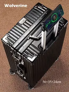 Handcrafted Luggage 16-30 Inch, Durable Aluminum Frame, Wide Handle, Quiet Wheels, Tsa Lock, Business Travel Suitcase