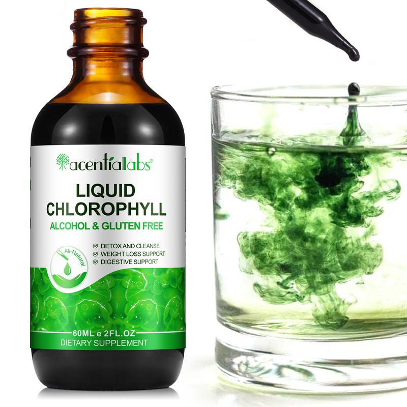 Acentiallabs Liquid Chlorophyll Drops 4 Month Supply Natural Deodorant Detox Gut Support Liver Dietary Vitamin Edible Fitness Supplement
