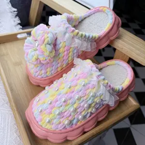 New handmade hook woven ice strip thread cloud bottom slippers men and women wedding home products