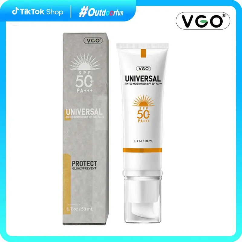 VGO Universal Tinted Sunscreen SPF 50, Lightweight Hydrating Face Sunscreen with Natural Tint, Non-Greasy Daily Sun Care for All Skin Types