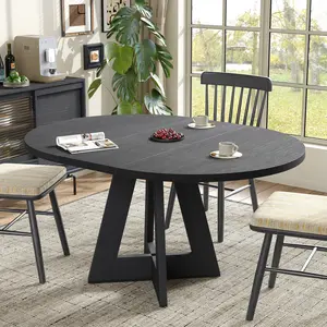 41-61" Extendable Farmhouse Dining Table with Hidden Storage & Sliding Top for 4-6 People Sturdy Wooden Construction for Dining & Living Rooms