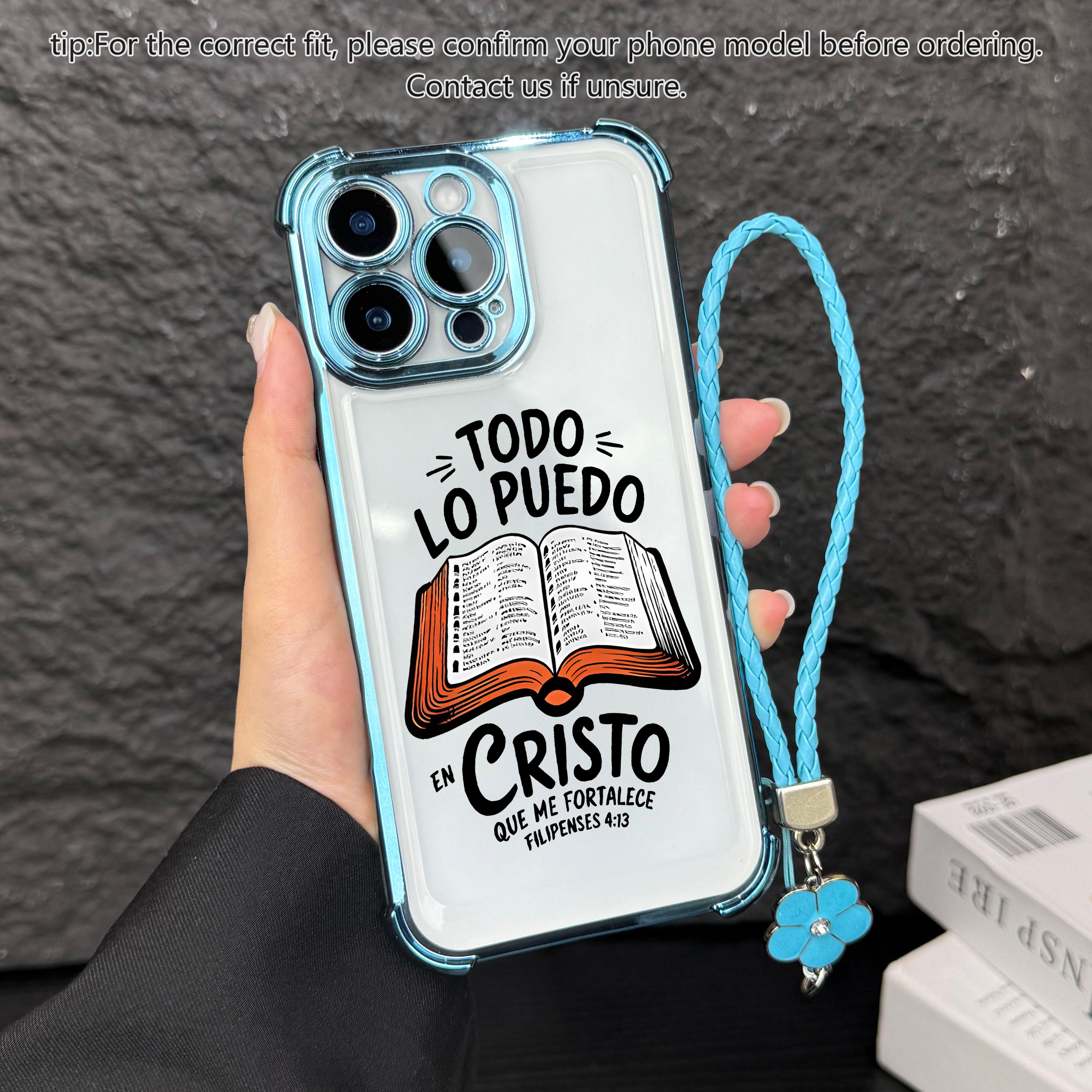 Bible Verse Aesthetic Christian Pattern Four Corner Anti-Fall Phone case for iPhone Samsung Galaxy 17Pro Max Air 16Plus 15 14 13 12 11 XR XS S26 S25 S24 S23 S22 cases, Transparent cover, Non-Yellowing, Shockproof Soft silicone, Gifts for girls.JL39