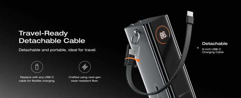 【Exclusive TikTok Gift】EcoFlow Rapid Pro 3-in-1 Power Bank, 10,000mAh Battery Pack with 67W Foldable AC Plug, Detachable USB-C Cable, 45W Fast Recharging, LCD Display, Compatible with Phones, Laptops, and More