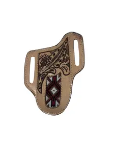 Handcrafted Floral Leather Belt Sheath – Natural Leather with Woven Detail