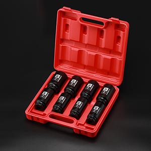 CASOMAN 8PCS 1/2" Deep Axle Nut Impact Socket Set CR-MO 12 Point Metric 29-39mm Professional Tools with Storage Case for Tough Jobs