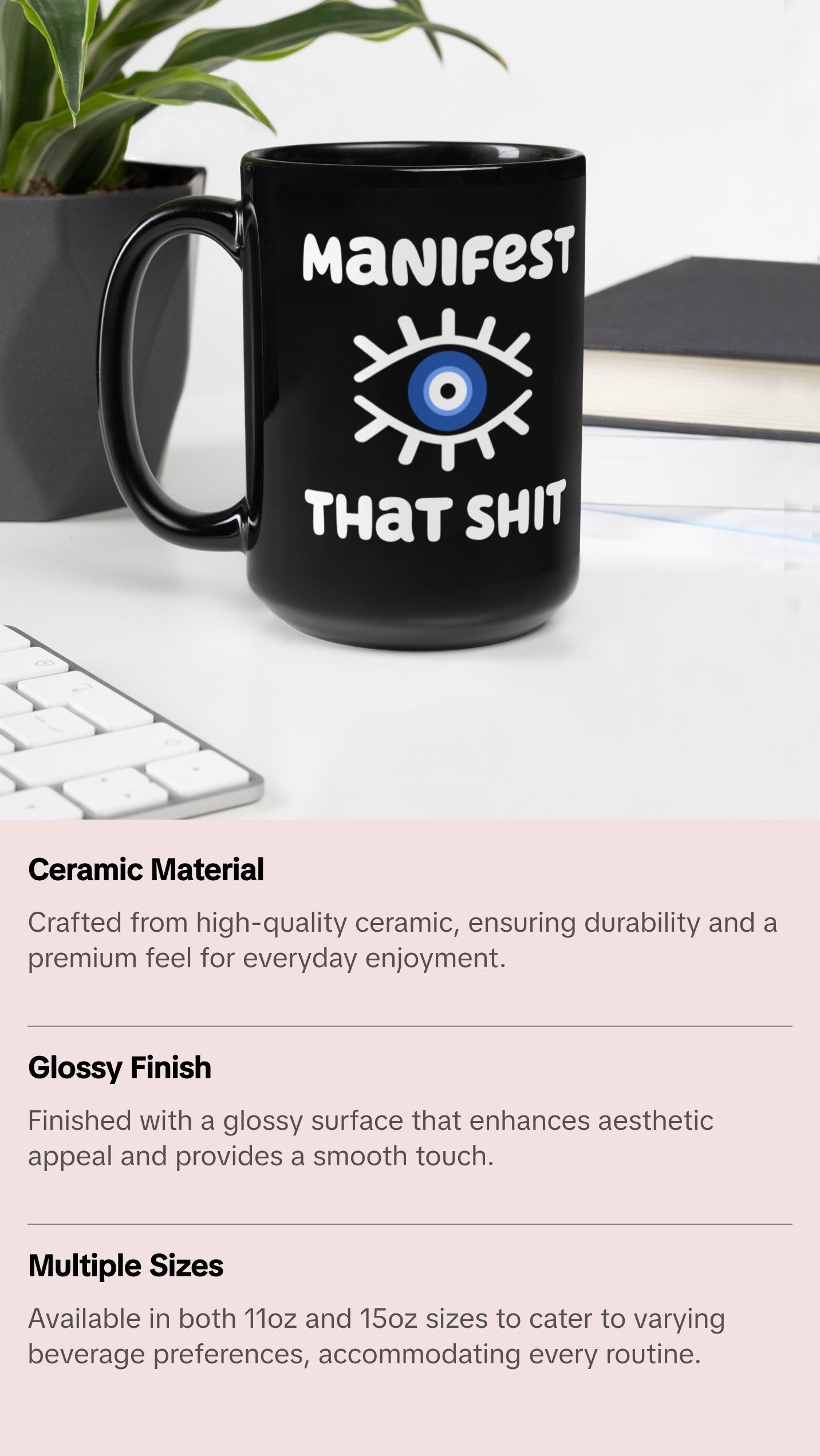 Manifest that Shit Evil Eye Black Glossy Mug
