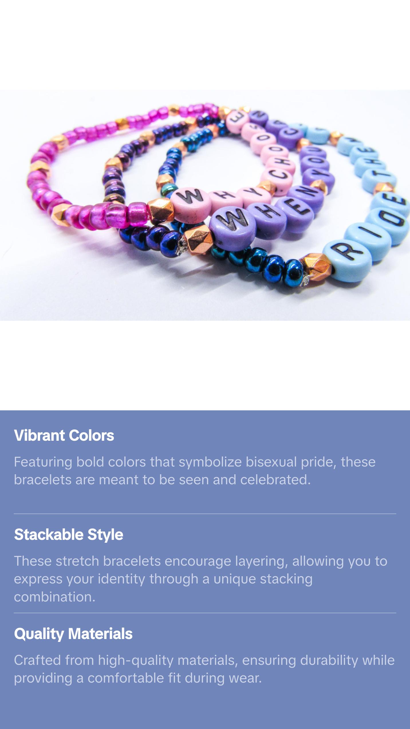 Bisexual Pride Stackable Bracelet Set