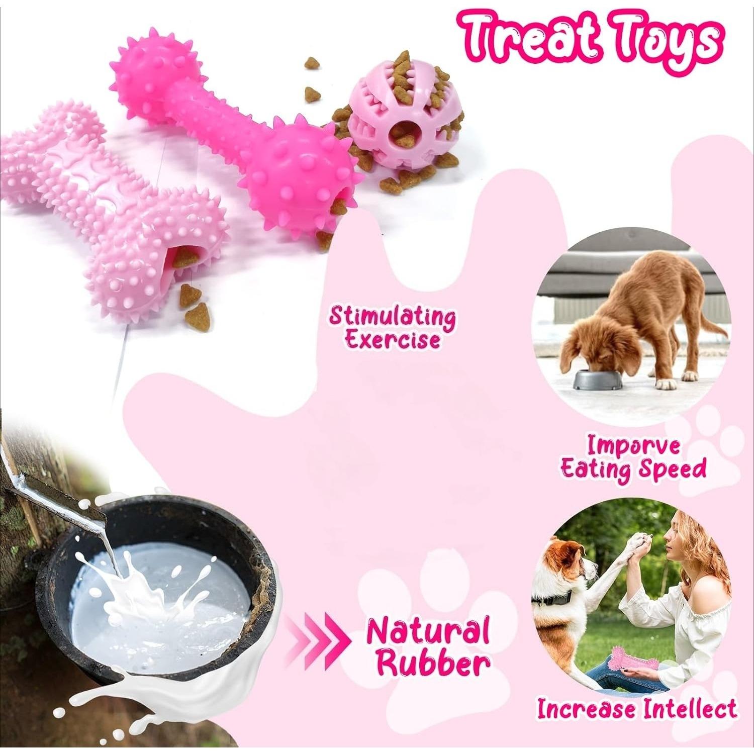 8Pcs Puppy Chew Toys for Teething Small Dogs,Pink Puppy Toys for Teething Treat Interactive to Keep Them Busy,Cute Soft Durable Rubber Toy for Small Dogs,Pet Supplies