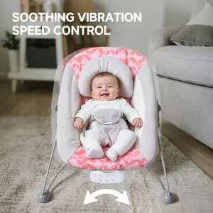 BabyBond Infant Bouncer Seat with Music, Sensory Toys, Detachable Pillow, Machine Washable Pad, for Newborns 0-6 Months Up to 20 lbs(Pink Graffiti)