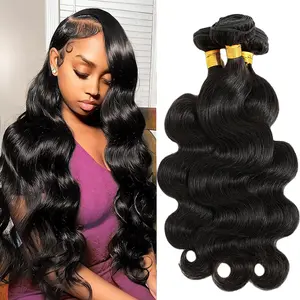 Vinisay 12A Body Wave Bundles 20 22 24 26 Inch Human Hair 3-4 Bundles Deals Real 100% Unprocessed Brazilian Virgin Hair Extensions Full Density Quick Weave No Tangle No Shedding Double Weft Pre Plucked Human Hair Natural Black Color for Women