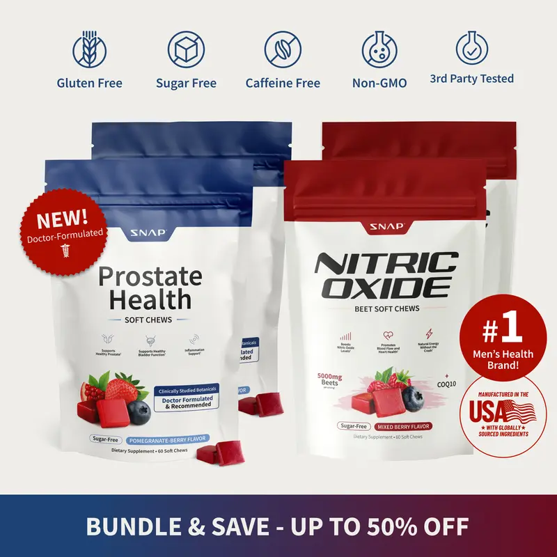 NEW! 2x Prostate Health & Nitric Oxide Chews - Inflammation Support - Urinary & Bladder Function - Supports Blood Flow & Energy - Male Reproductive Health - Antioxidants - Supports Healthy DHT levels - Mixed Berry Flavor - Medicinal Mushrooms & Botanicals