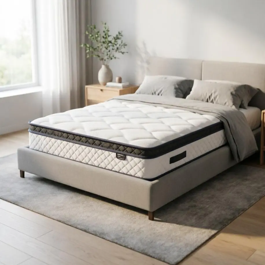 Bezzze 12"/14" Queen Hybrid Mattress in a Box - 3-in-1 Comfort Memory Foam & Supportive Coils, Zero Motion Transfer, Lumbar & Back Support, Medium Firm Pressure Relief, Traditional Coil Mattress (Queen, 14 Inch)