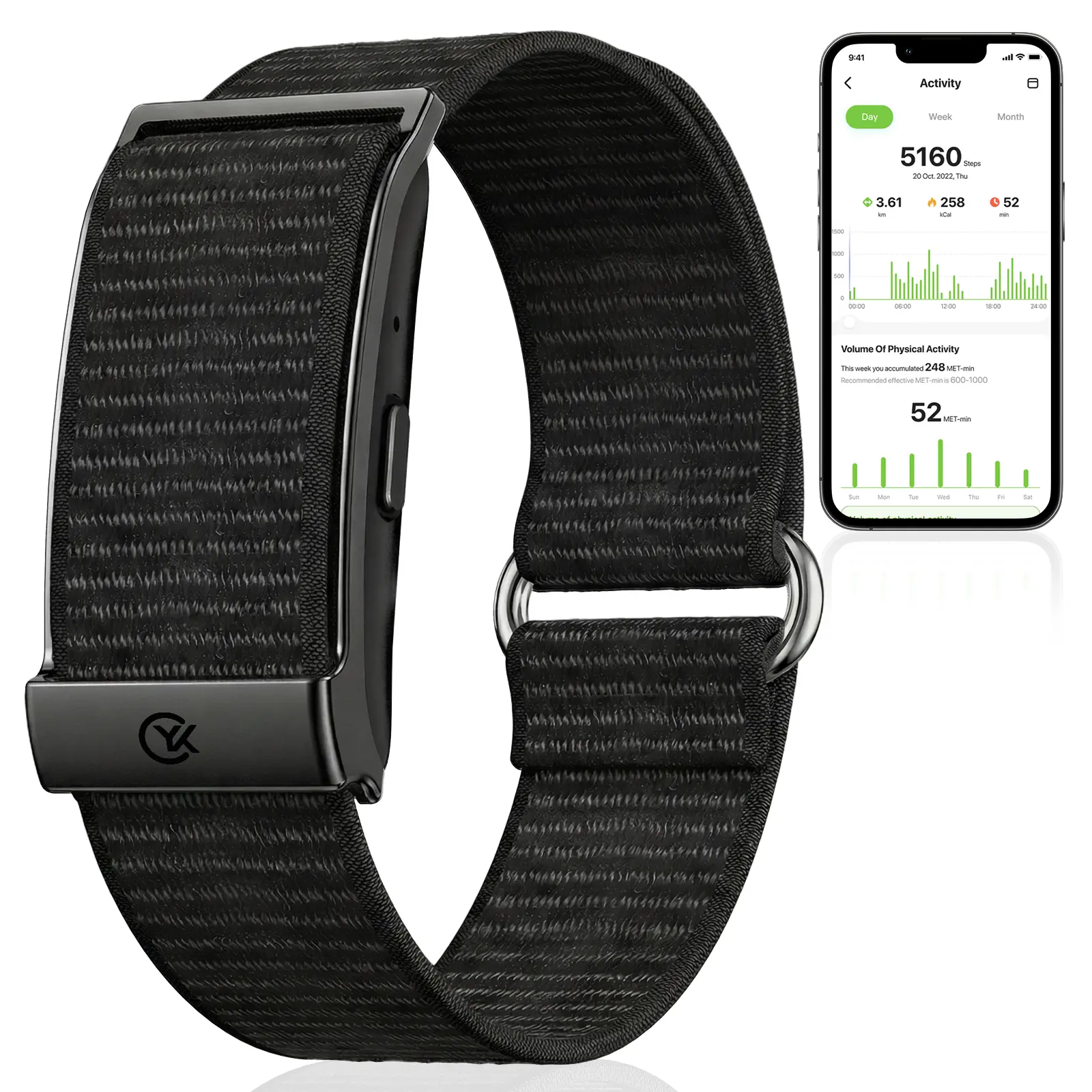 Screenless Wearable Fitness Tracker for Women, Men - Wireless Bluetooth Android Compatible, 24/7 Heart Rate Blood Oxygen Sleep Monitor, IP68 Waterproof, Nylon Woven Sports Wristband, 47-Day Battery, No Subscription