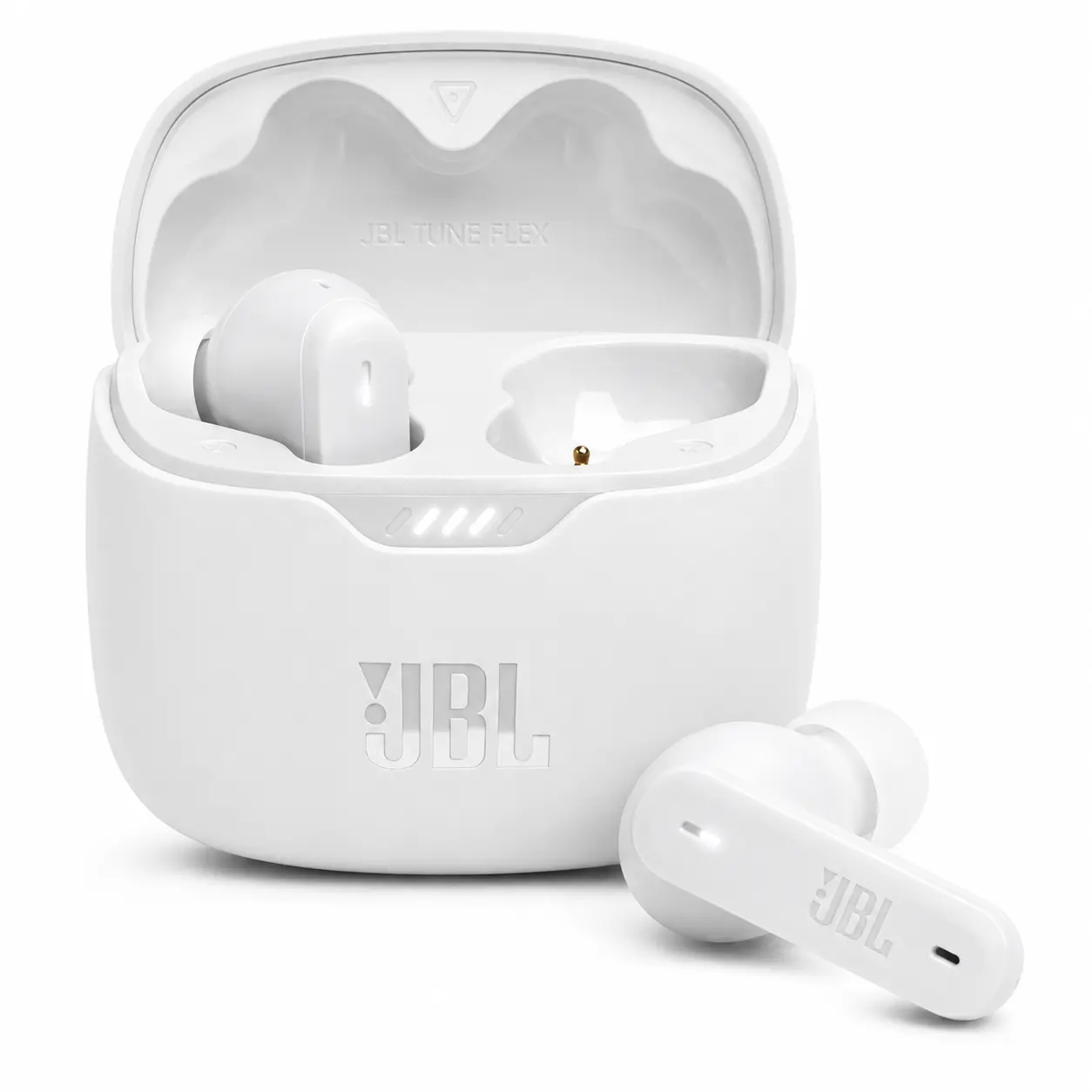 JBL Tune Flex True Wireless In-Ear Electronic Earphones - Active Noise Cancellation, Bluetooth, Water Resistant, High-Quality Audio, High Performance Earbuds, Hands Free Calls, Charging Station, White, Compatible with Tablet, Rechargeable Batteries