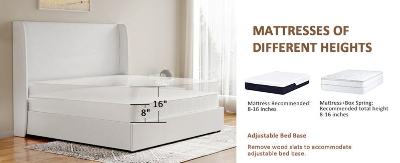 AMERLIFE Lift Up Storage Bed Frame Linen Upholstered Platform Bed/Hydraulic Storage/Modern Wingback Headboard/No Box Spring Needed,Best Gift Ideas/Christmas Gifts