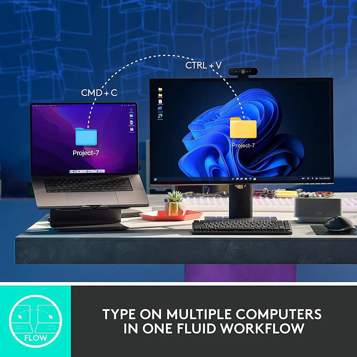 Logitech MX Mechanical Mini Wireless Illuminated Keyboard, Clicky Switches, Backlit, Bluetooth, USB-C, macOS, Windows, Linux, iOS, Android, Graphite