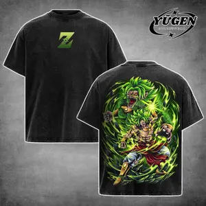 [Yūgen Store] Super Broly DB Retro Acid Washed Oversized Hoodie & T-Shirt, Heavyweight Cotton Unisex Anime Manga Tee, Anime Merch, Menswear Streetwear, Gift For Anime Fan.