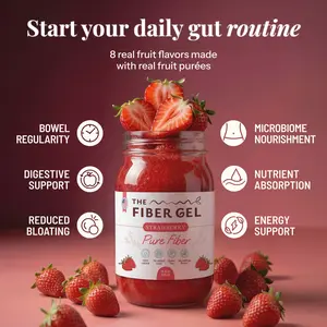 The Fiber Gel Strawberry: Smooth & Spoonable Plant-Based Prebiotic Fiber Gel (Psyllium Husk + Inulin), All Natural&No Sugar Added | Made in USA