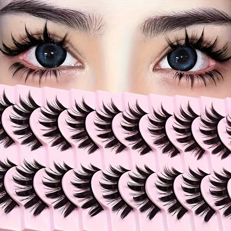 10 pairs of dramatic manga style false eyelashes - thick doll eye makeup, suitable for role-playing and casual wear, lightweight and reusable, Bunny Lashes, Fake Lashes