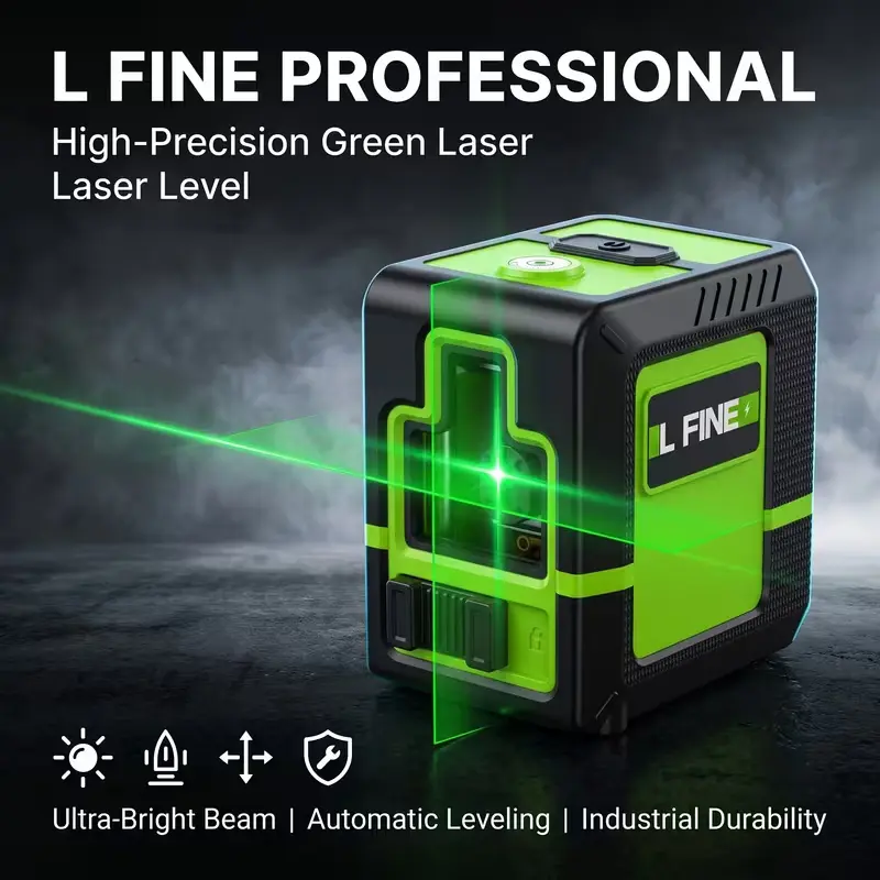 L FINE 100ft Working Range Green Beam Handheld Digital Laser Level, Self-Levelling Electronic Unit with Adjustable Brightness Modes, Pulse Mode Helps Detectors Find Lines, ±1/20" Acc., Ideal for Construction, Tiling