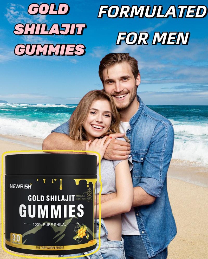 Newrish Pure Shilajit Gummies - Organic Manuka Honey - Boosts Energy and Stamina - Men's Supplement - Sports and Fitness - 30 Gummies - 100% Natural Newrish Pure Shilajit Gummies - Organic Manuka Honey - Boosts Energy and Stamina - Men's Supplement - Sports and Fitness - 30 Gummies - 100% Natural
