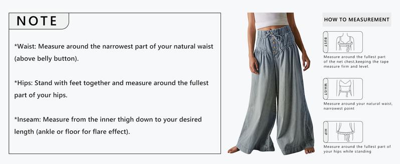 CHARTOU Women's Baggy Wide Leg Denim Pants Drawstring Midi Waist Flare Jeans Ruffle Pleated Button Jeans CHARTOU Women's Baggy Wide Leg Denim Pants Drawstring Midi Waist Flare Jeans Ruffle Pleated Button Jeans