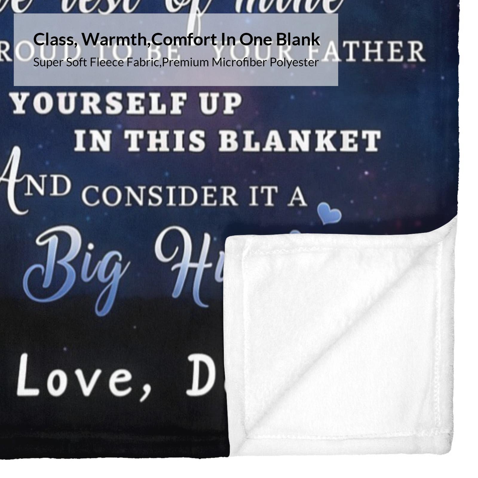 To My Son Dad's Lion Love Flannel Blanket Soft Cozy Gift Throw with Heartfelt Father Son Message & Lion Illustration Perfect for Gifting to Sons Snuggling Warmly or Wrapping in Dad's Forever Support & Affection