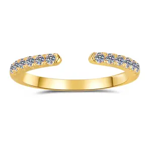 6A Cubic Zirconia S925 Sterling Silver Adjustable Open Stackable Ring-291(50%)