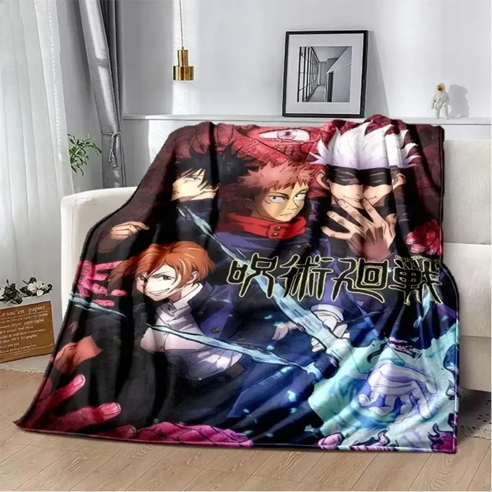 3D Print Jujutsu Kaisen Anime Pattern Flannel Blanket,Multi-purpose Holiday Gift Blanket Warm And Soft Blankets All Seasons