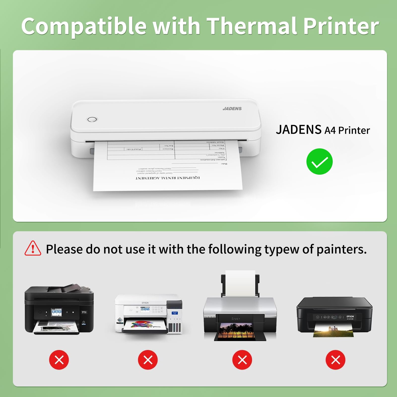 【JADENS】Thermal Paper For Jadens Portable Pirnter,US Letter  8.5''×11' ,4X6 inch,3 icnh,2 inch Round Label,2 inch Sticker Label