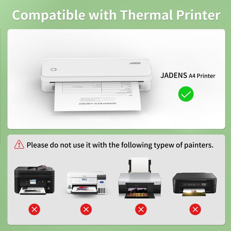 JADENS US Letter Size 8.5''×11'' Quick-Dry Folded Thermal Paper, 200 Sheets, Multipurpose Thermal Paper for Office, Contract
