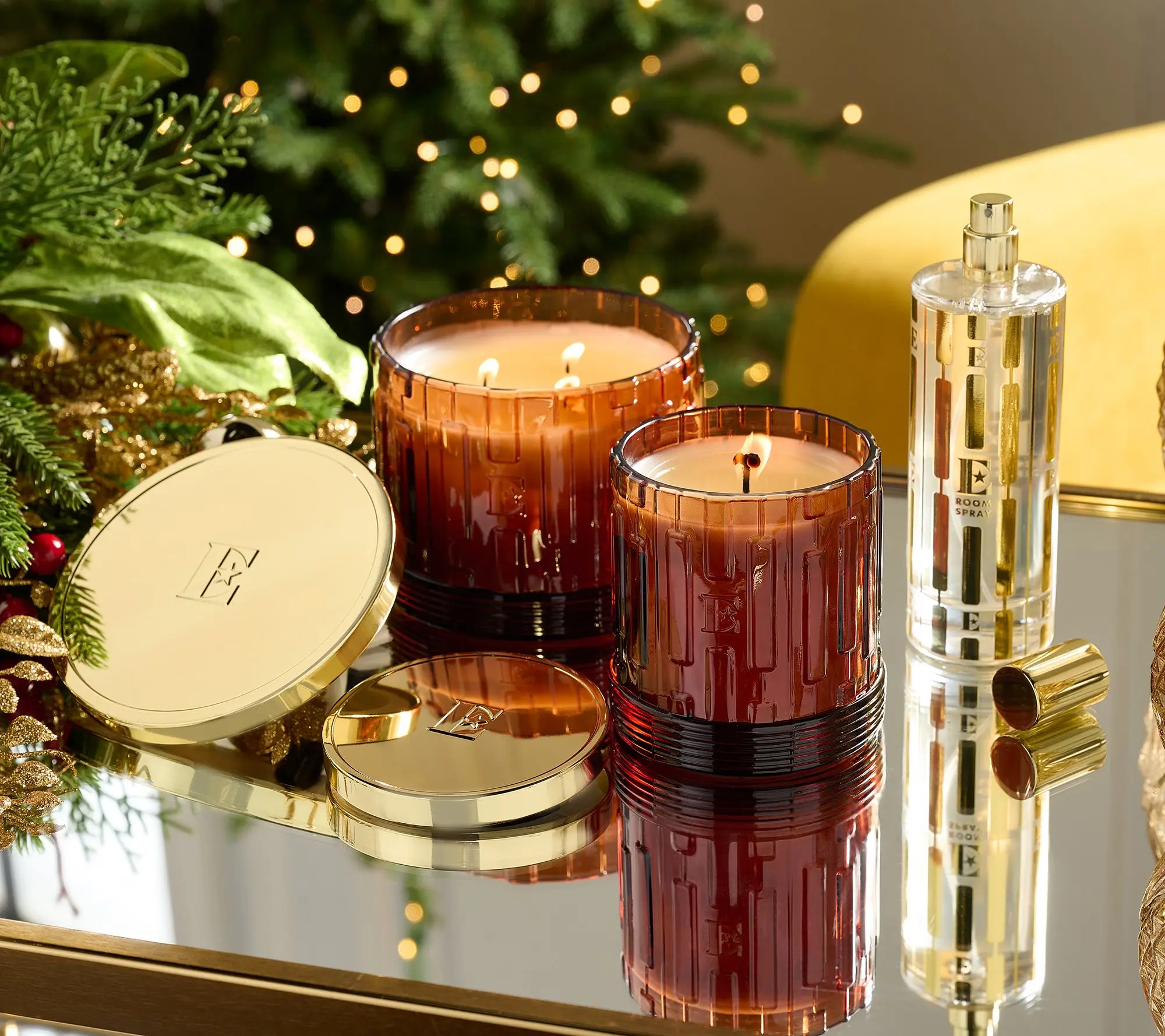 QVC Elton John by Slatkin & Co. 3-Pc Honey Fig Candle & Room Spray Set, Home Decor Fragrance Kit