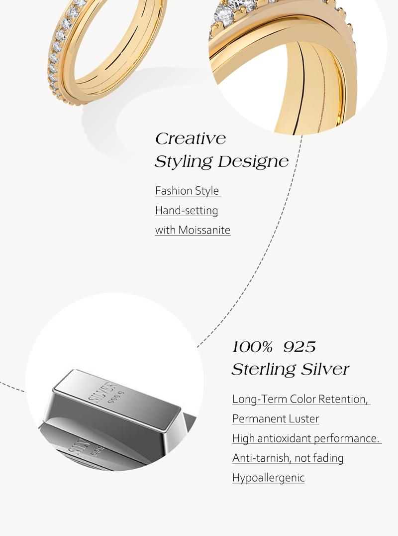 ATTAGEMS Eternal Round Cut Lab-Grown Moissanite Ring for Women and Men Unisex Daily Wear Sterling Silver Parties Engagement Wedding Eternity Band Jewelry Gift R346