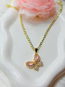 BrillaBoutique 14k Gold Plated Cuban Chain Butterfly size 20