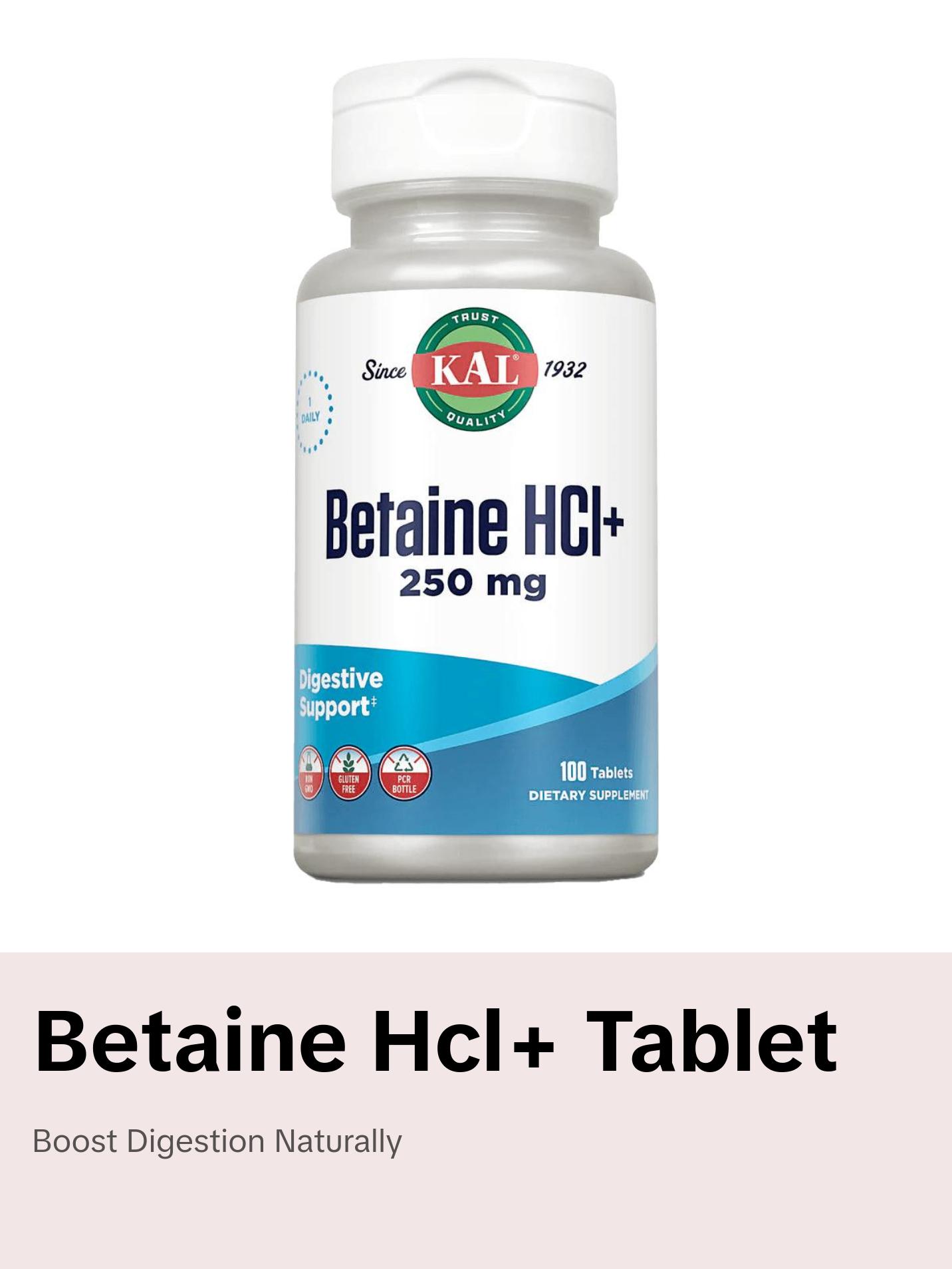 Betaine HCl+ Tablets 250 mg - 100ct