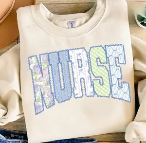 Nurse Coquette Floral Sweatshirt Or T-Shirt, Nurse Floral Tee, Checkered Nursing Tee, Coquette Bow Nurse Hoodie, Spring Nurse Shirt Gift For Her Him