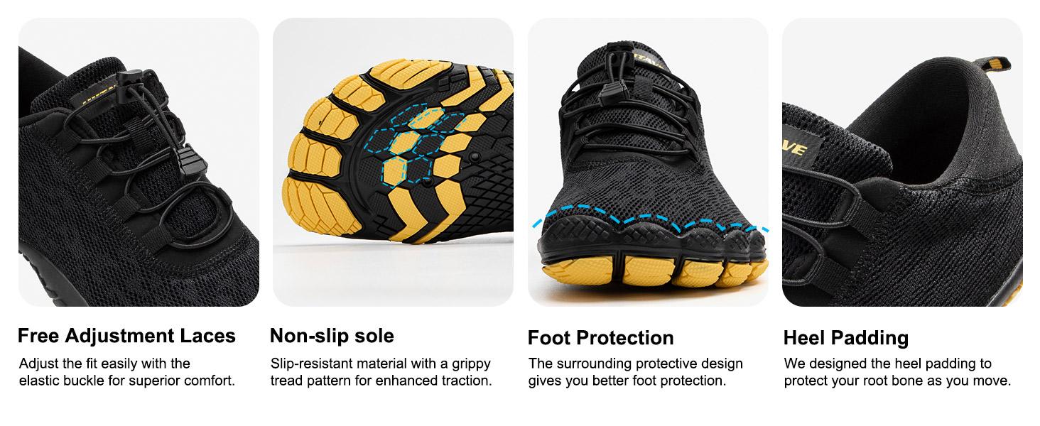 HIITAVE New Men's 5 Wide Toes Barefoot Water Shoes Outdoor Breathable Quick-Drying River Shoes Suitable for Beaches, Surfing, and Creeks summervibes