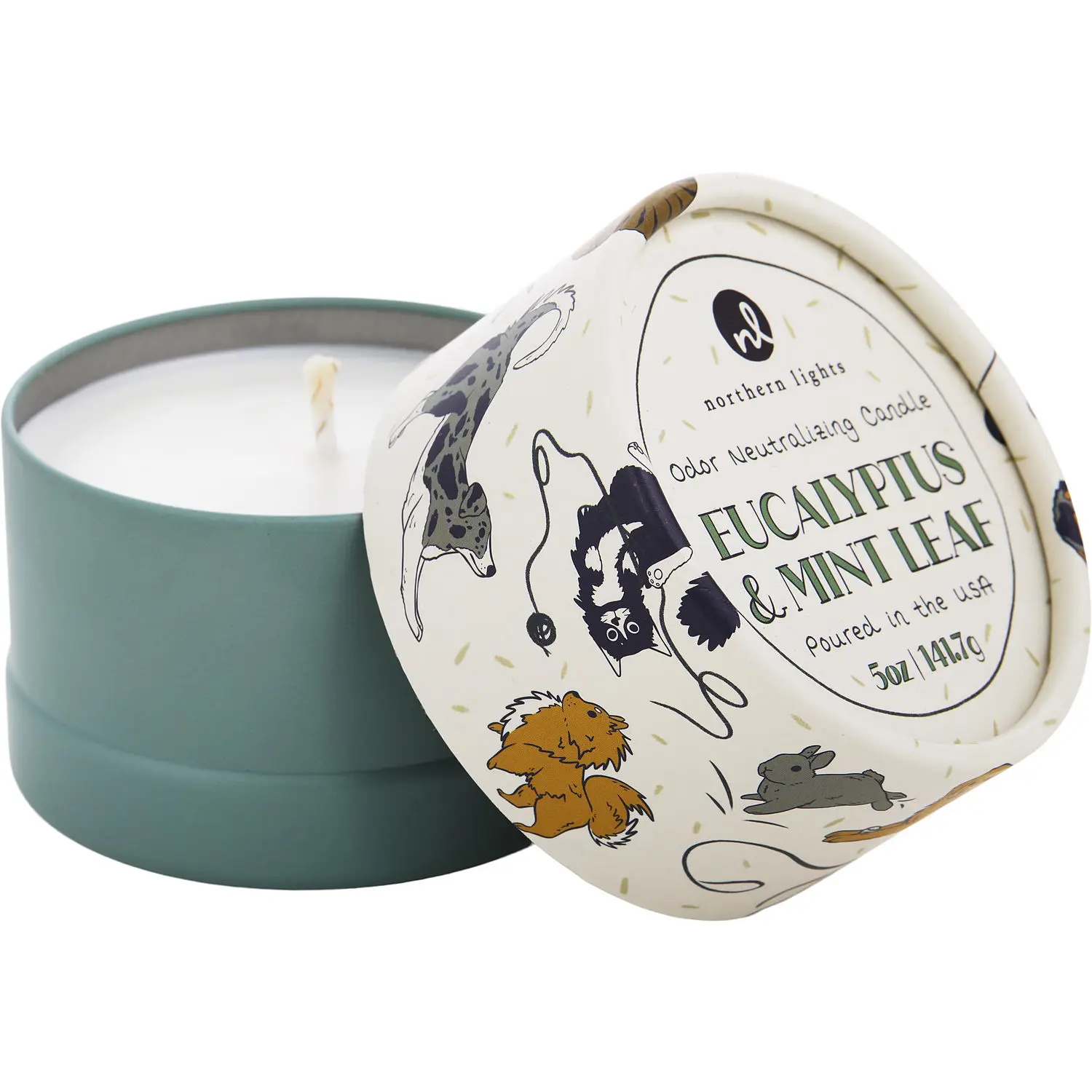 Paws On Eucalyptus & Mint Leaf By Northern Lights Odor Neutralizing Candle For Unisex