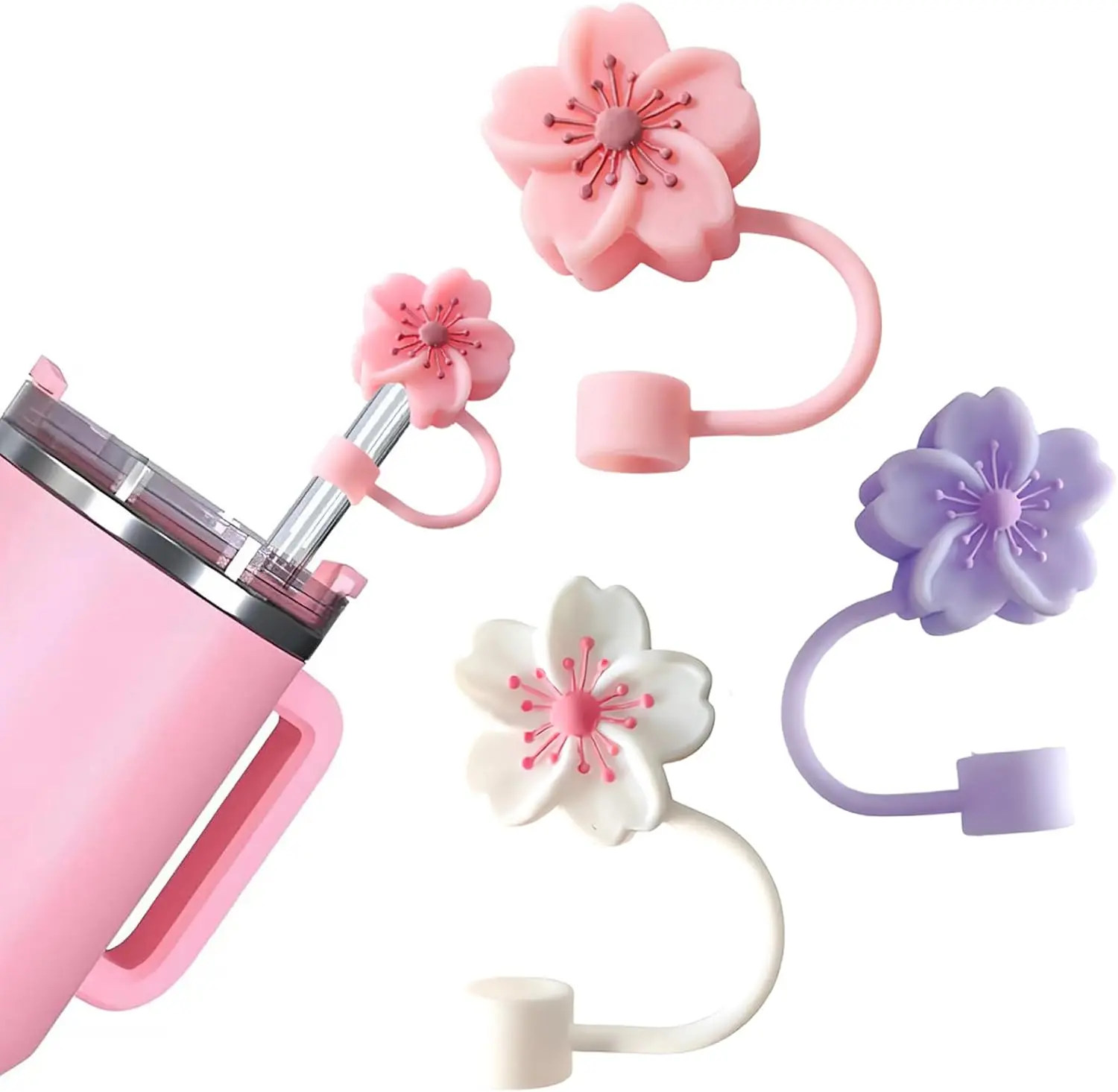 Halloween Fall Gift Cute Straw Caps for 10mm Cups ,Reusable Dust-Proof Straw Toppers Compatible with 30oz & 40oz Cups