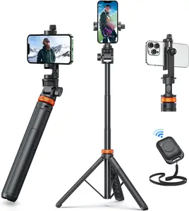 Limited Deal: 62” extendable phone tripod and selfie stick with wireless remote for easy photos and videos. Sturdy, adjustable, and lightweight design ensures stable shots. Compatible with iPhone and Android—perfect for travel, vlogging, live streaming,