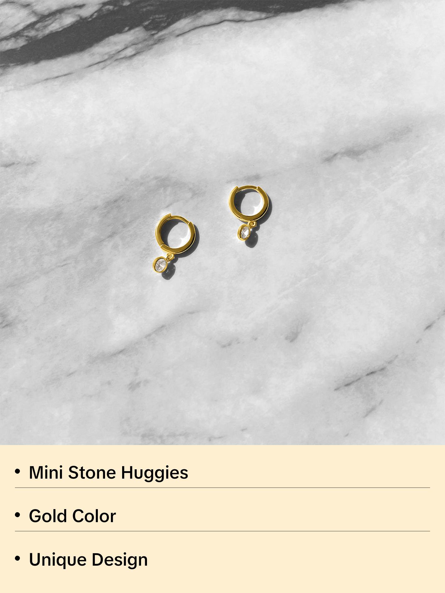 Mini Stone Huggies | Gold Vermeil