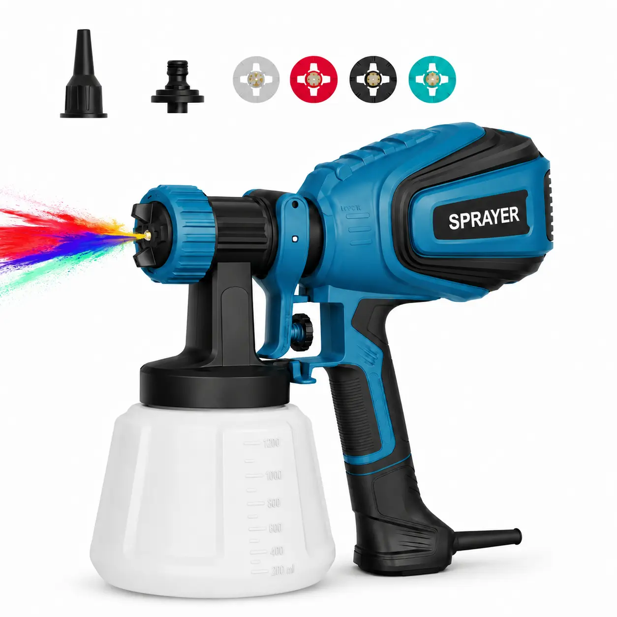 700W Paint Sprayer with Cleaning & Blowing Joints, 4 Nozzles, 3 Spray Patterns, Easy-to-Clean Design for Furniture, Cabinets