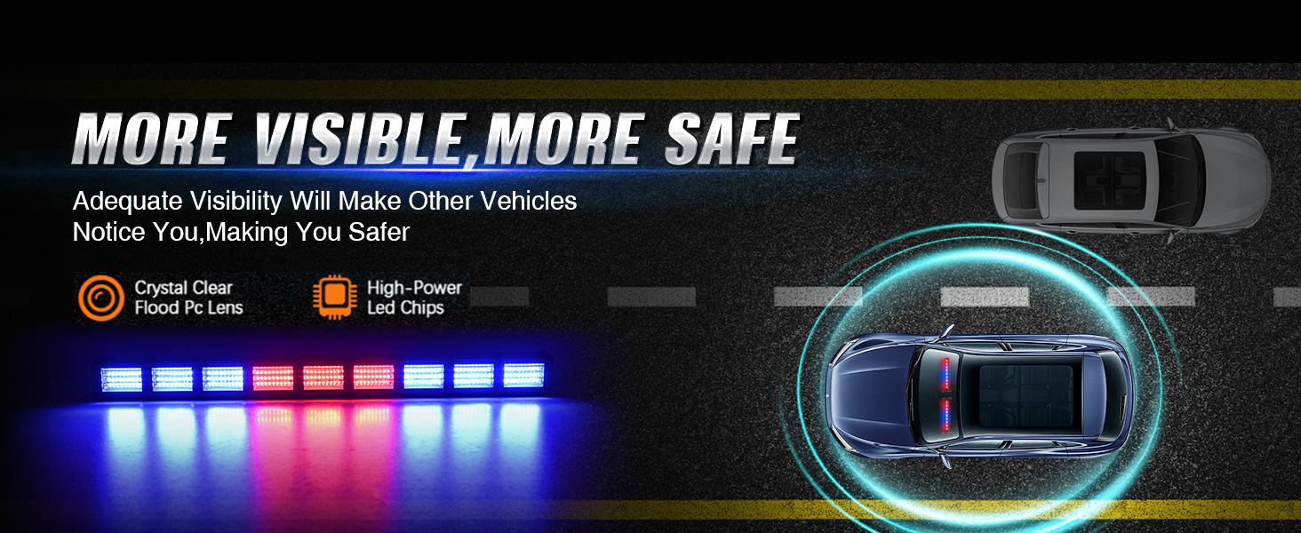 Nilight 162 LED Traffic Advisor Strobe Light Bar 2-in-1 Red Blue  Warning Hazard Lights with Controller 4 Switchable Color 36 Flash Pattern for Trucks Cars Tow Plow Construction Vehicles